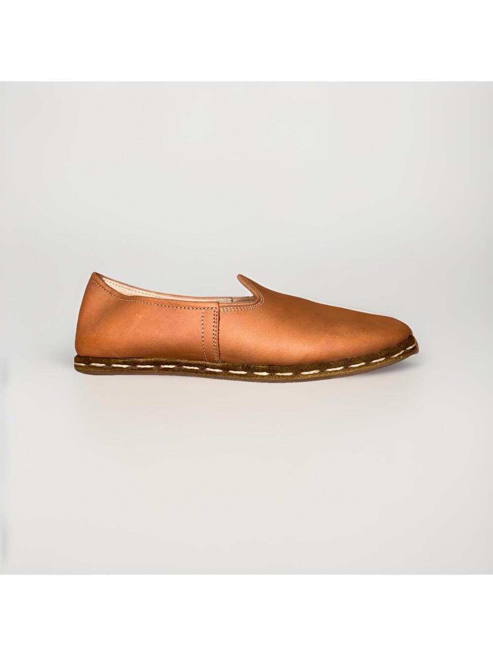 Sabah Tan Leather Slip On Loafers EU 38 Women's US 7 Minimalist Shoes